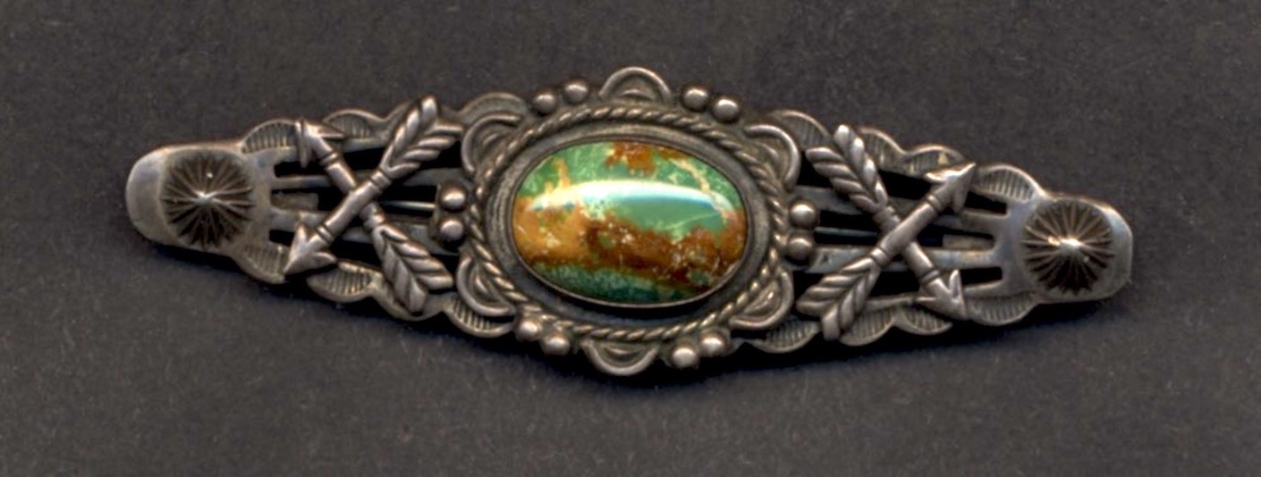Vintage Navajo Silver & Turquoise Pin